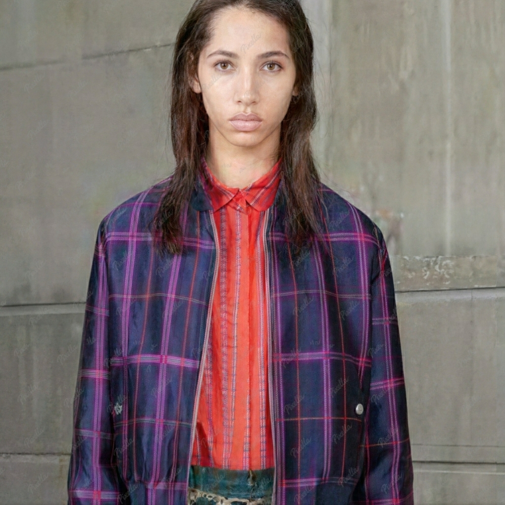 Carven Plaid Silk Plaid Women's Bomber Jacket - BNWT French Designer Piece